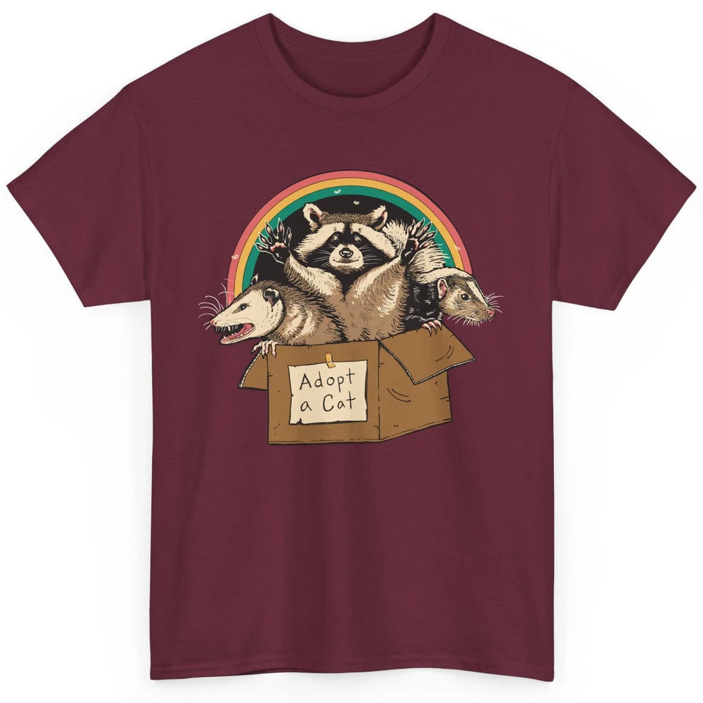Adopt Forbidden Cats In Box Raccoon Skunks Possum Cat Lovers Classic Unisex T-Shirt