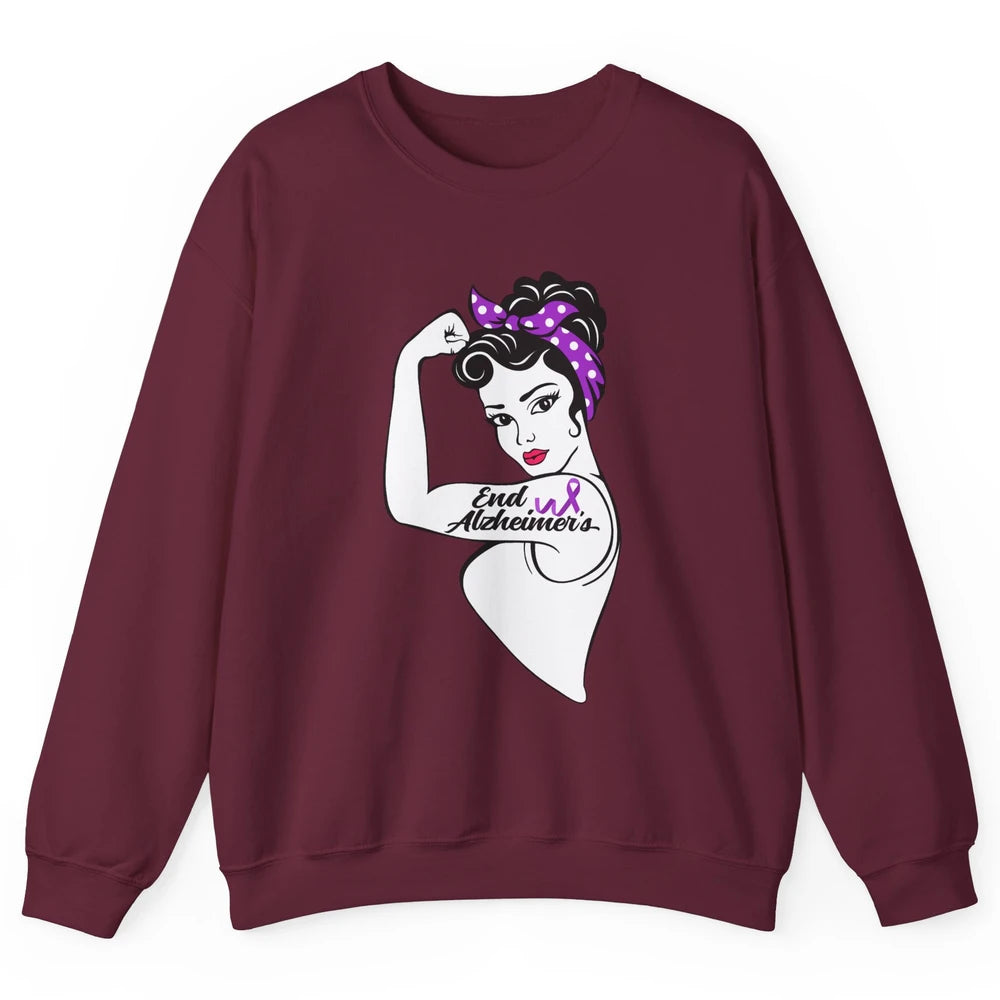 Alzheimer Awareness Strong Purple Ribbon Women Bandana Gift Unisex Crewneck Sweatshirt
