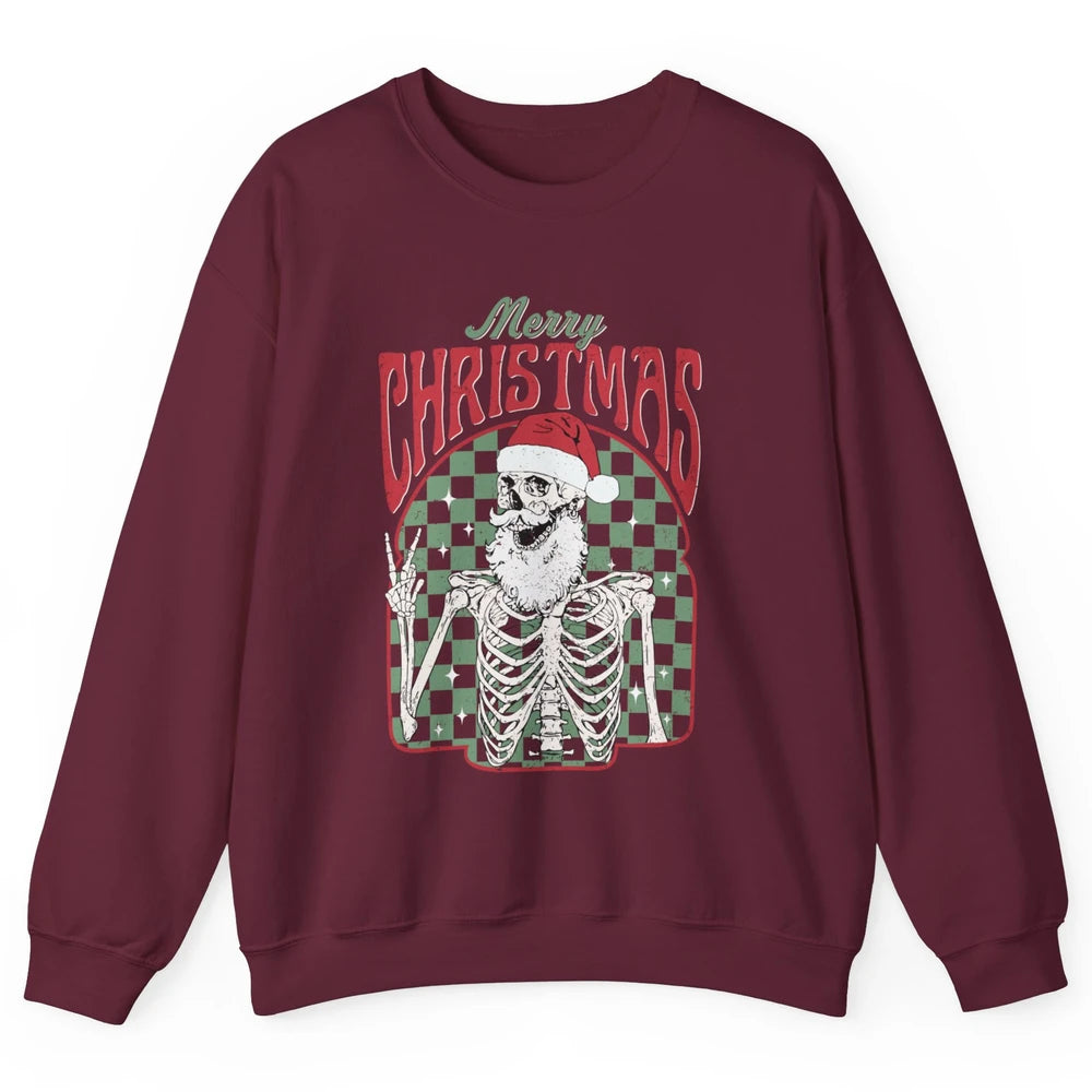 Merry Christmas Skeleton Santa Claus Vintage Xmas Skull Vibe Unisex Crewneck Sweatshirt