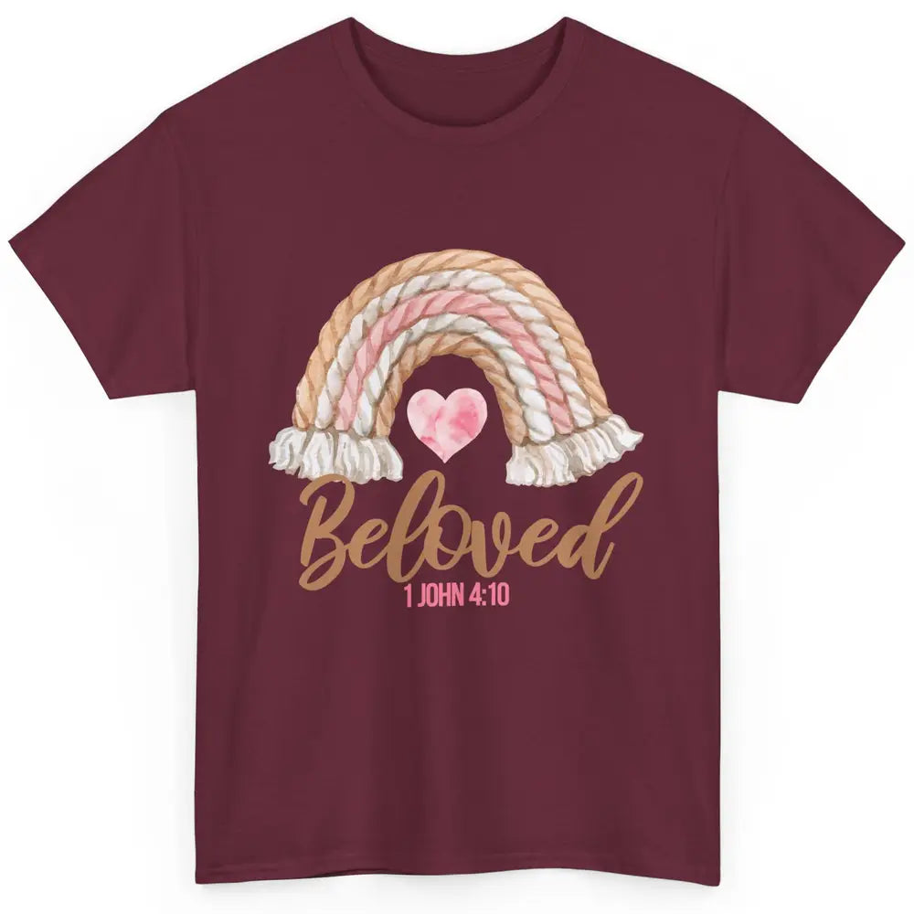 Beloved Christian Women Vintage Rainbow Bible Verse Heart Classic Unisex T-Shirt