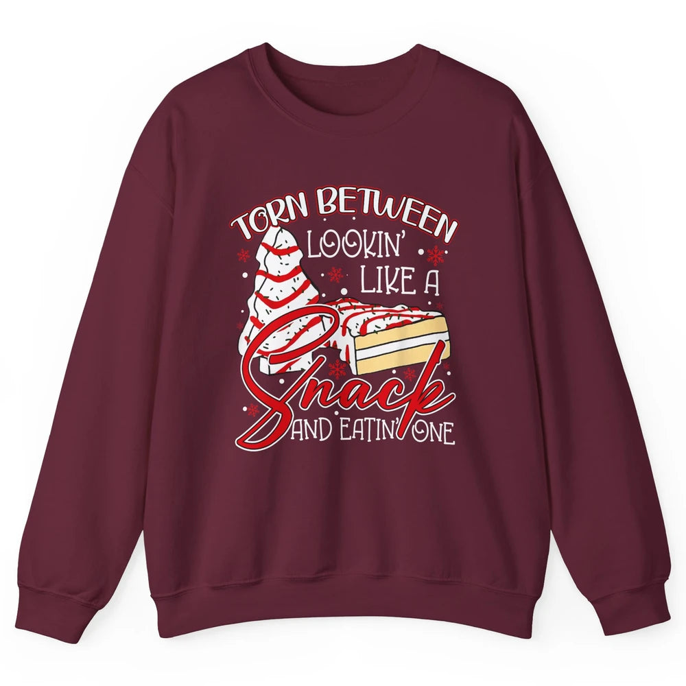 Christmas Tree Cake Torn Between Look Like a Snack Eat One Unisex Crewneck Sweatshirt