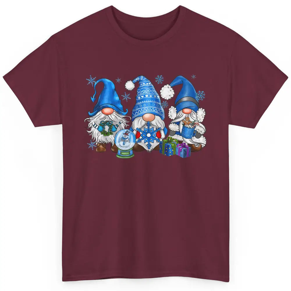 Retro Blue Snowman Gnomes Blue Christmas Winter Gnomies Xmas Classic Unisex T-Shirt