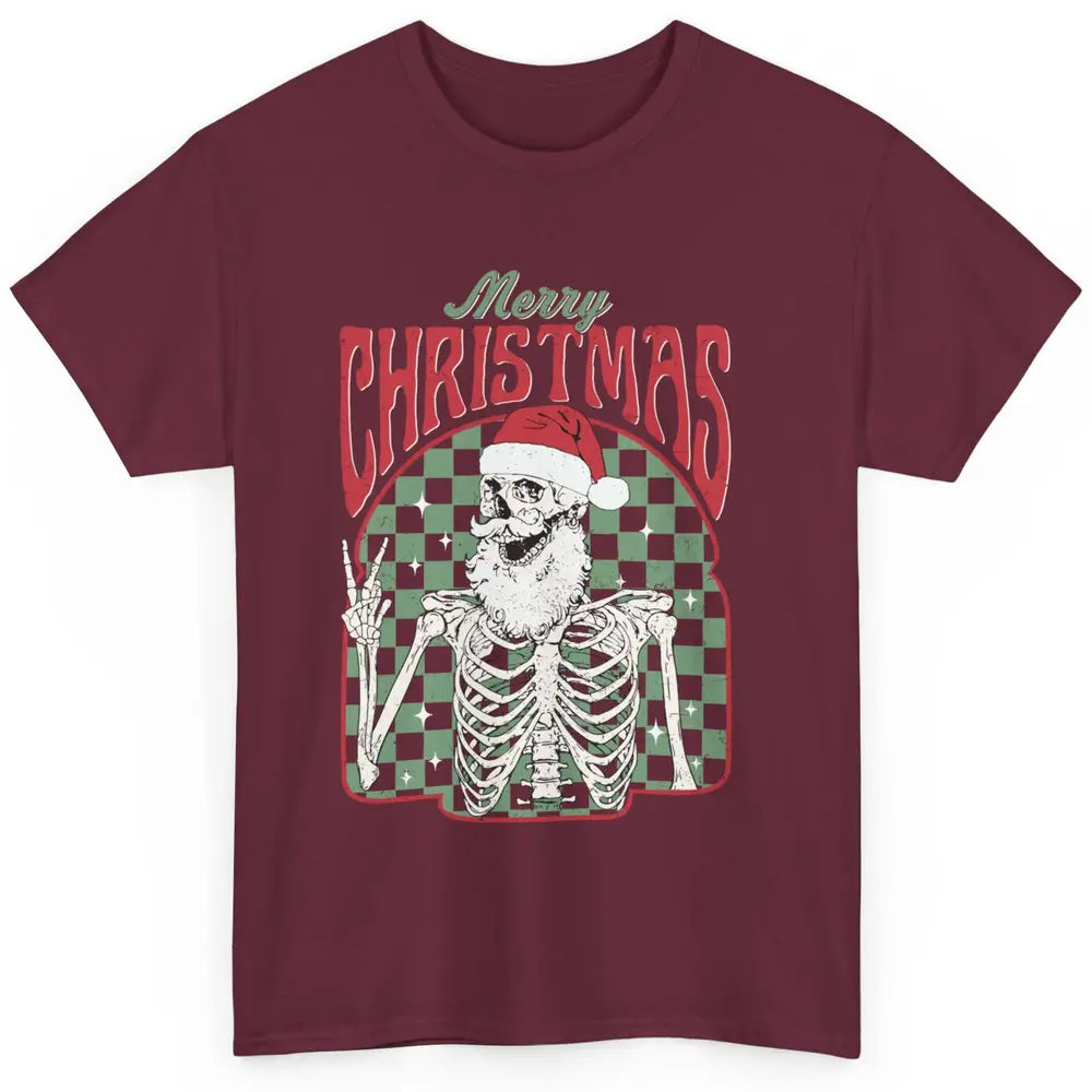 Merry Christmas Skeleton Santa Claus Vintage Xmas Skull Vibe Classic Unisex T-Shirt