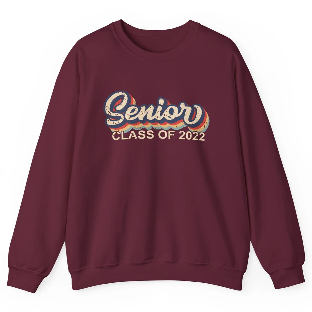 Vintage Retro Senior 2022 Graduation Class Of 2021 Men Women Unisex Crewneck Sweatshirt