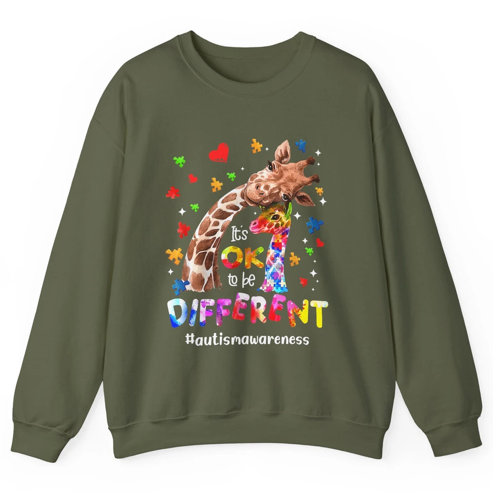 Autism Giraffe Mom It's Okay To Be Different Neurodiversity Unisex Crewneck Sweatshirt