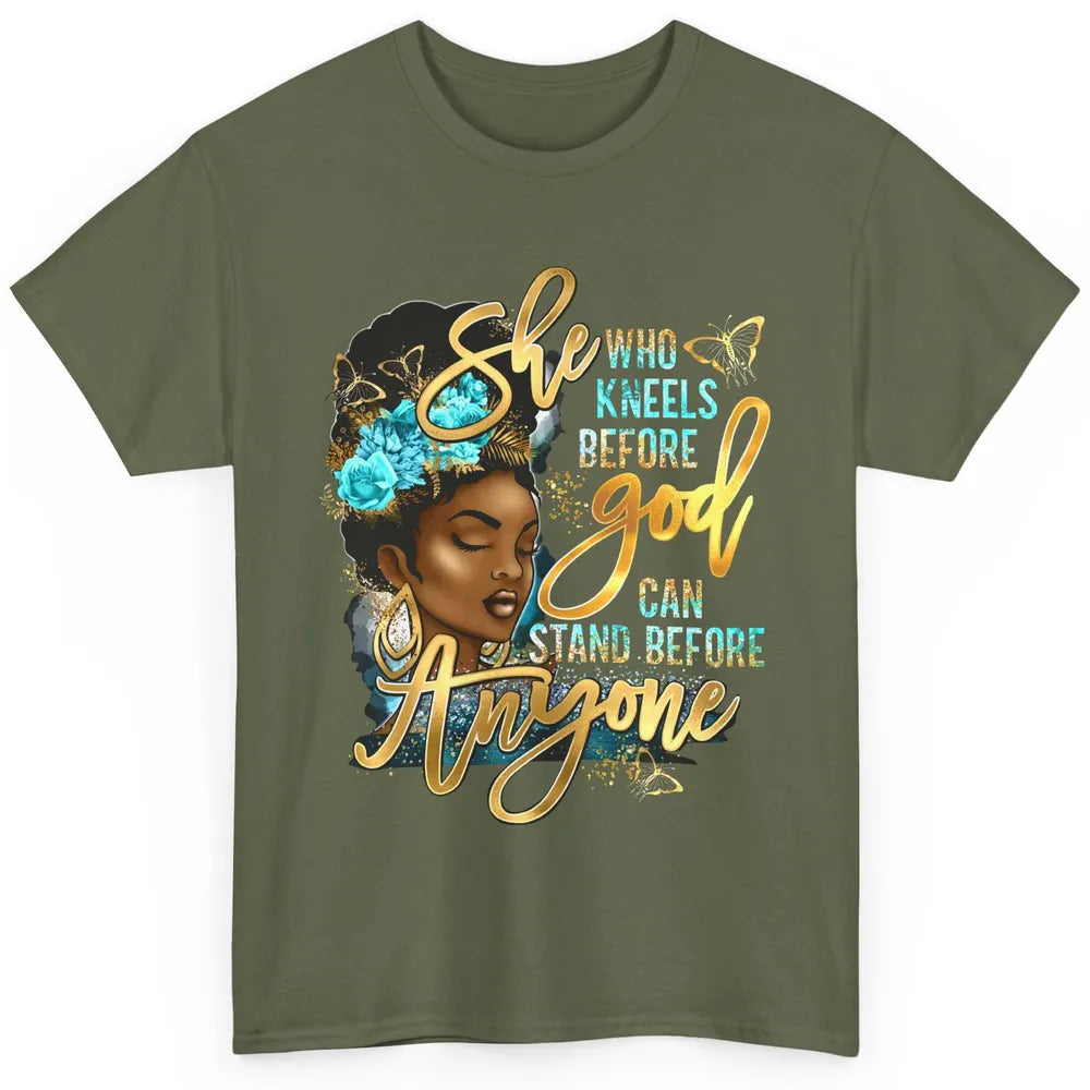 Black Girl She Who Kneels Before God Christian Afro Women Classic Unisex T-Shirt