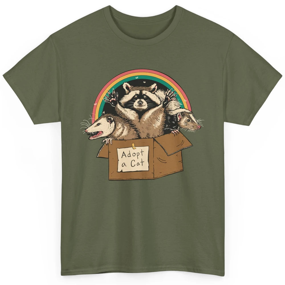 Adopt Forbidden Cats In Box Raccoon Skunks Possum Cat Lovers Classic Unisex T-Shirt