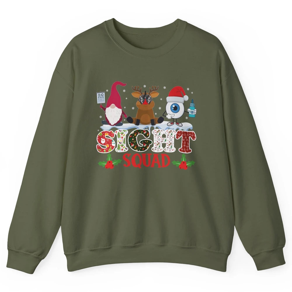 Optometrist Sight Squad Gnome Reindeer Optician Christmas Unisex Crewneck Sweatshirt