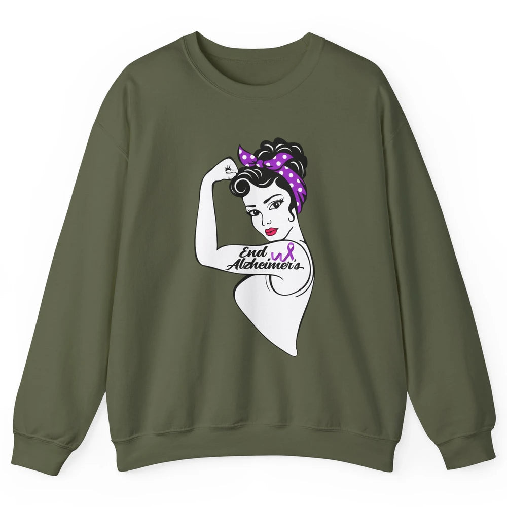 Alzheimer Awareness Strong Purple Ribbon Women Bandana Gift Unisex Crewneck Sweatshirt
