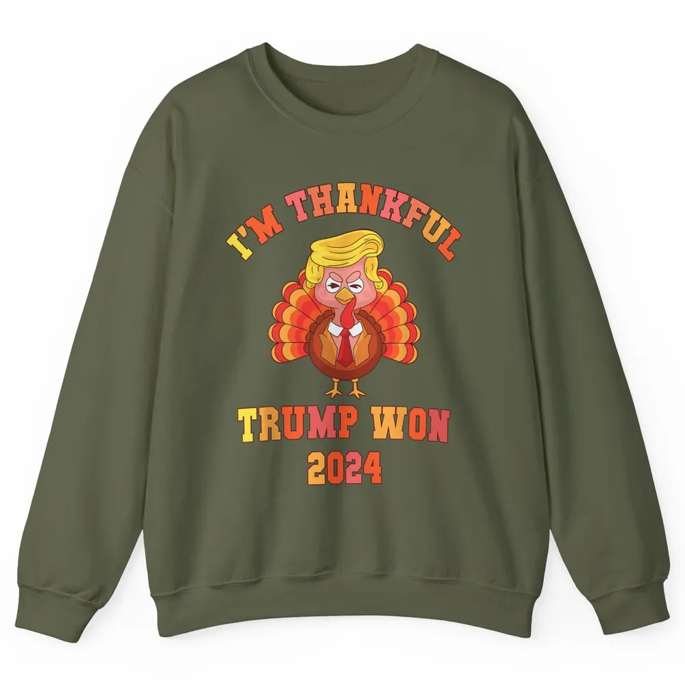 Funny Donald Trump Make Thanksgiving Great Again Thankful Trump Won Republican Unisex Crewneck Sweatshirt