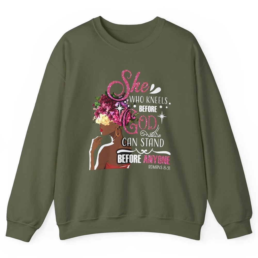 Black Girl She Who Kneels Before God Christian Afro Women Unisex Crewneck Sweatshirt