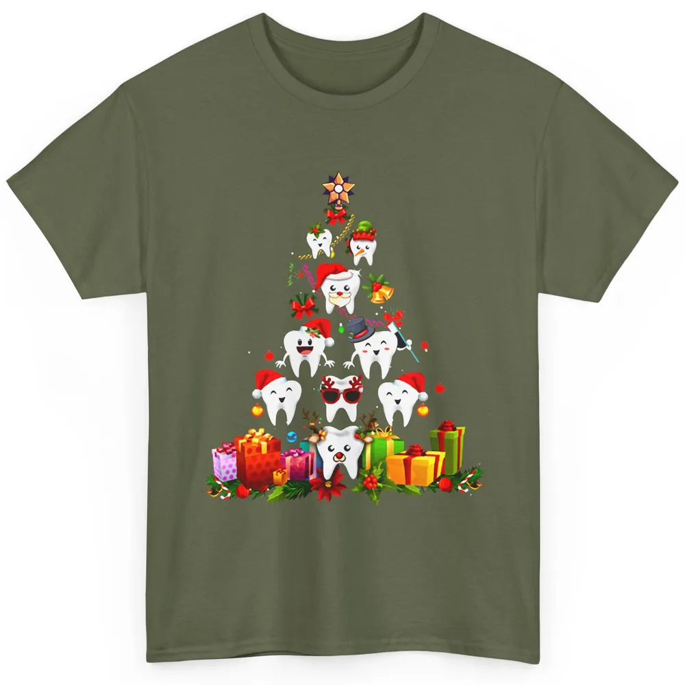 Funny Dentist Cute Teeth Christmas Tree Dental Christmas Classic Unisex T-Shirt