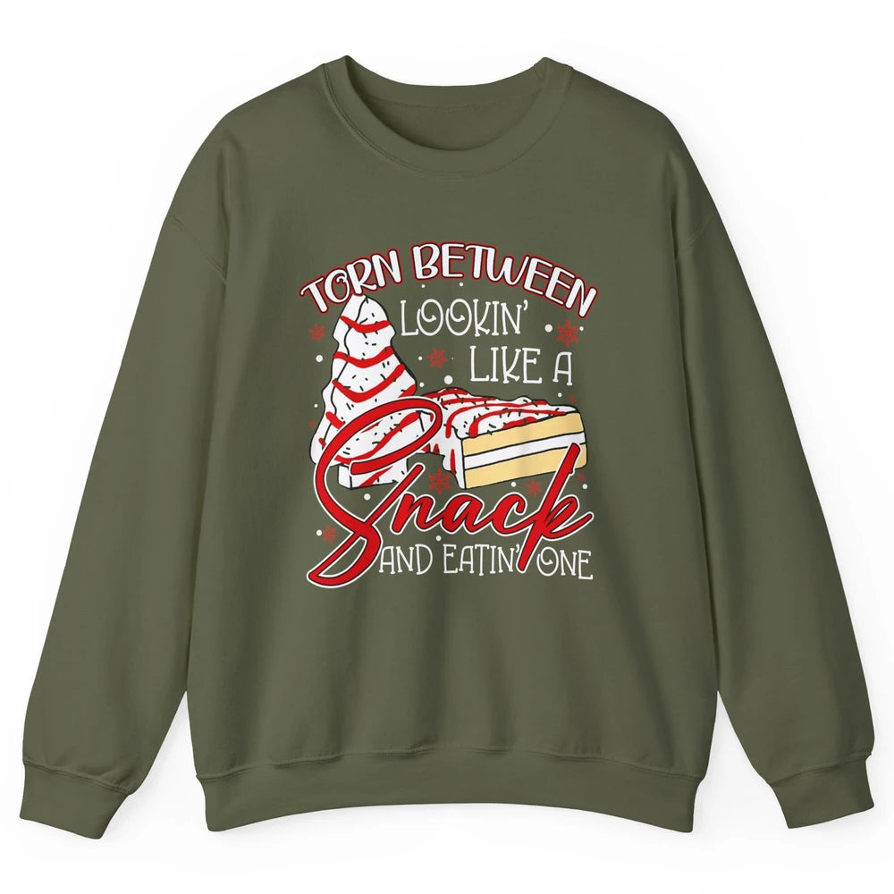 Christmas Tree Cake Torn Between Look Like a Snack Eat One Unisex Crewneck Sweatshirt
