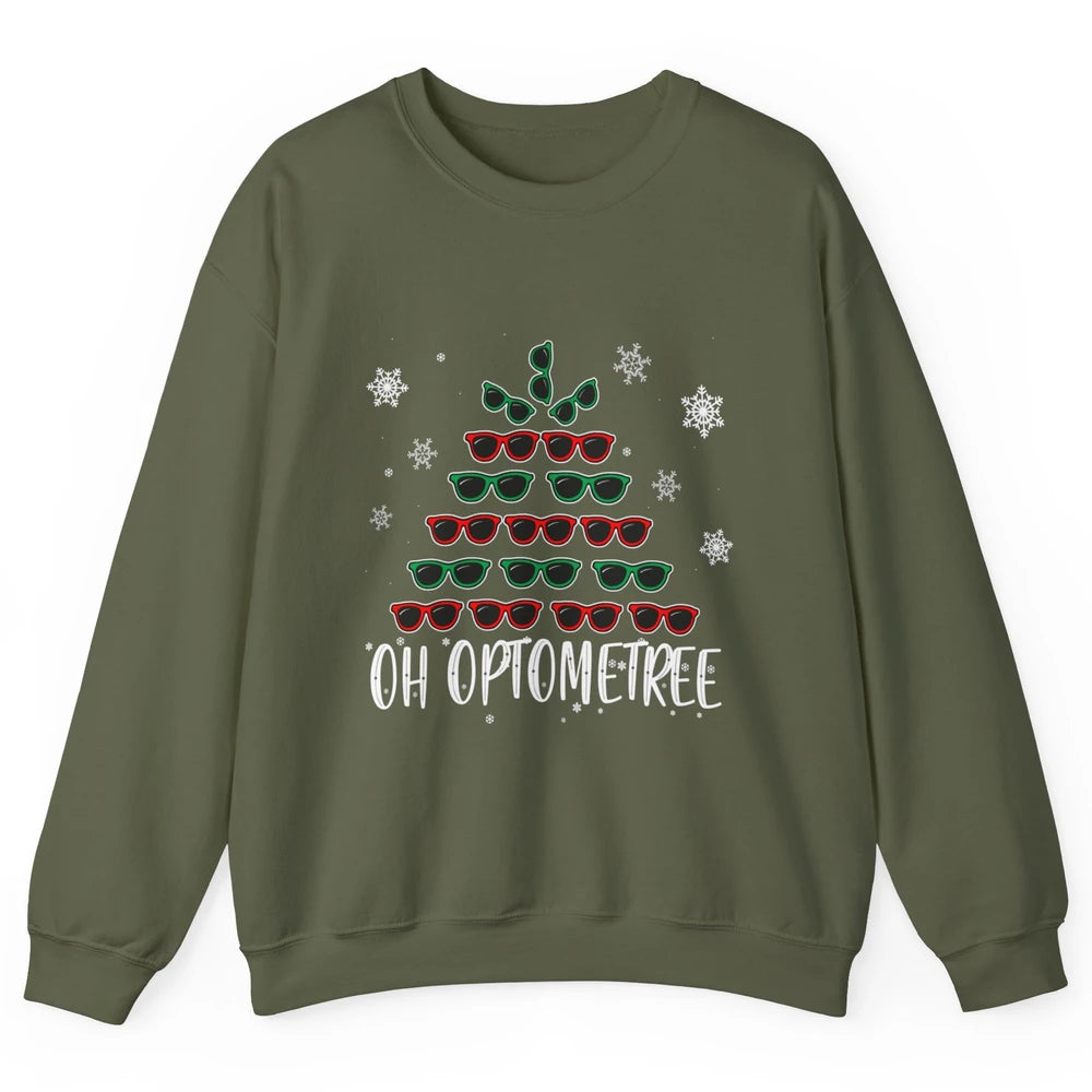 Optician Christmas Funny Xmas Tree Eyeglasses Optometrist Unisex Crewneck Sweatshirt