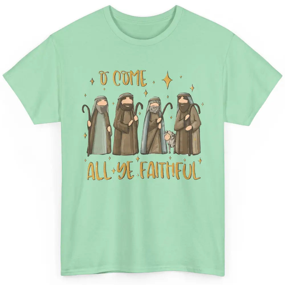 Retro Christmas O Come All Ye Faithful Christian Jesus Faith Classic Unisex T-Shirt