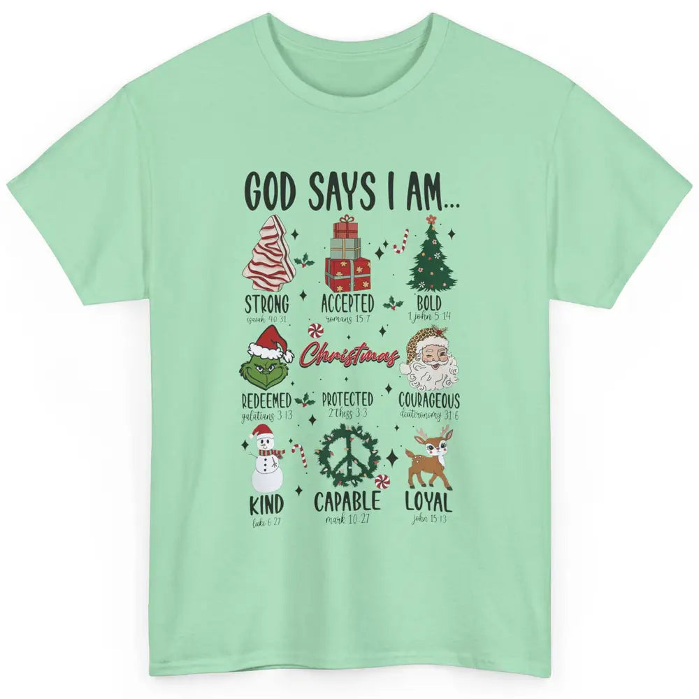 Retro Christmas God Says I Am Bible Verse Religious Boy Girl Classic Unisex T-Shirt