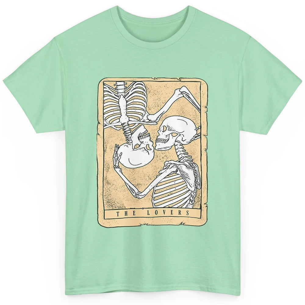 Tarot Card The Lovers Skeleton Couple Funny Skull Vintage Astrology Gothic Happy Valentine's Day Classic Unisex T-Shirt