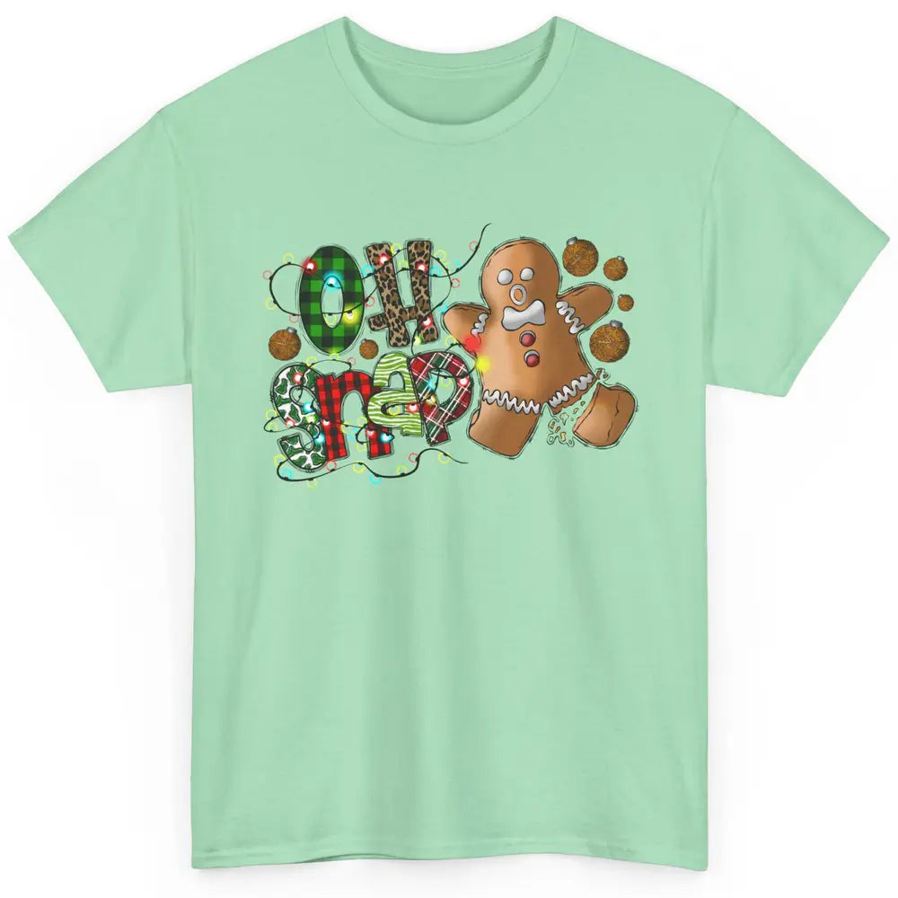 Funny Gingerbread Broken Oh Snap Western Christmas Leopard Classic Unisex T-Shirt