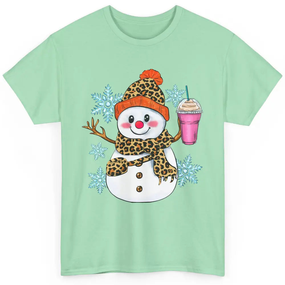Retro Leopard Christmas Bougie Snowman Boojee Winter Holiday Classic Unisex T-Shirt