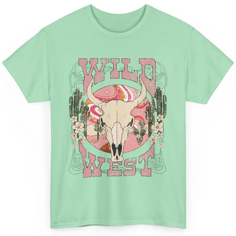Retro Rainbow Desert Bull Skull Wild West Western Country Classic Unisex T-Shirt