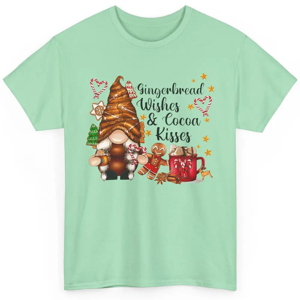 Retro Christmas Gnome Gingerbread Wishes and Cocoa Kisses Classic Unisex T-Shirt