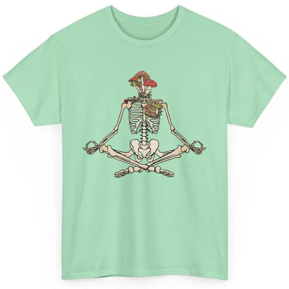 Vintage Skeleton Rib Mushroom Yoga Plants Lover Gardening Classic Unisex T-Shirt