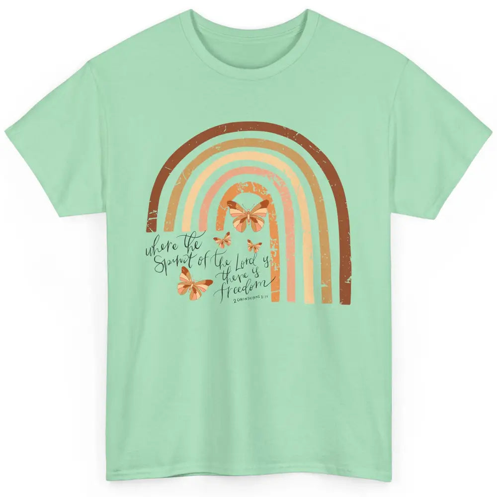 Retro Rainbow Christian Where Spirit Of The Lord Is Bible Classic Unisex T-Shirt
