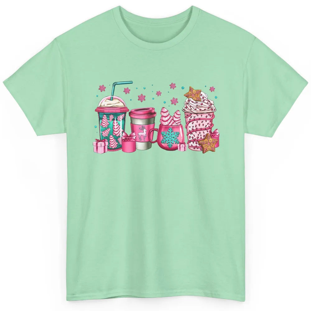 Pink Christmas Coffee Christmas Tree Cake Christmas Lovers Classic Unisex T-Shirt