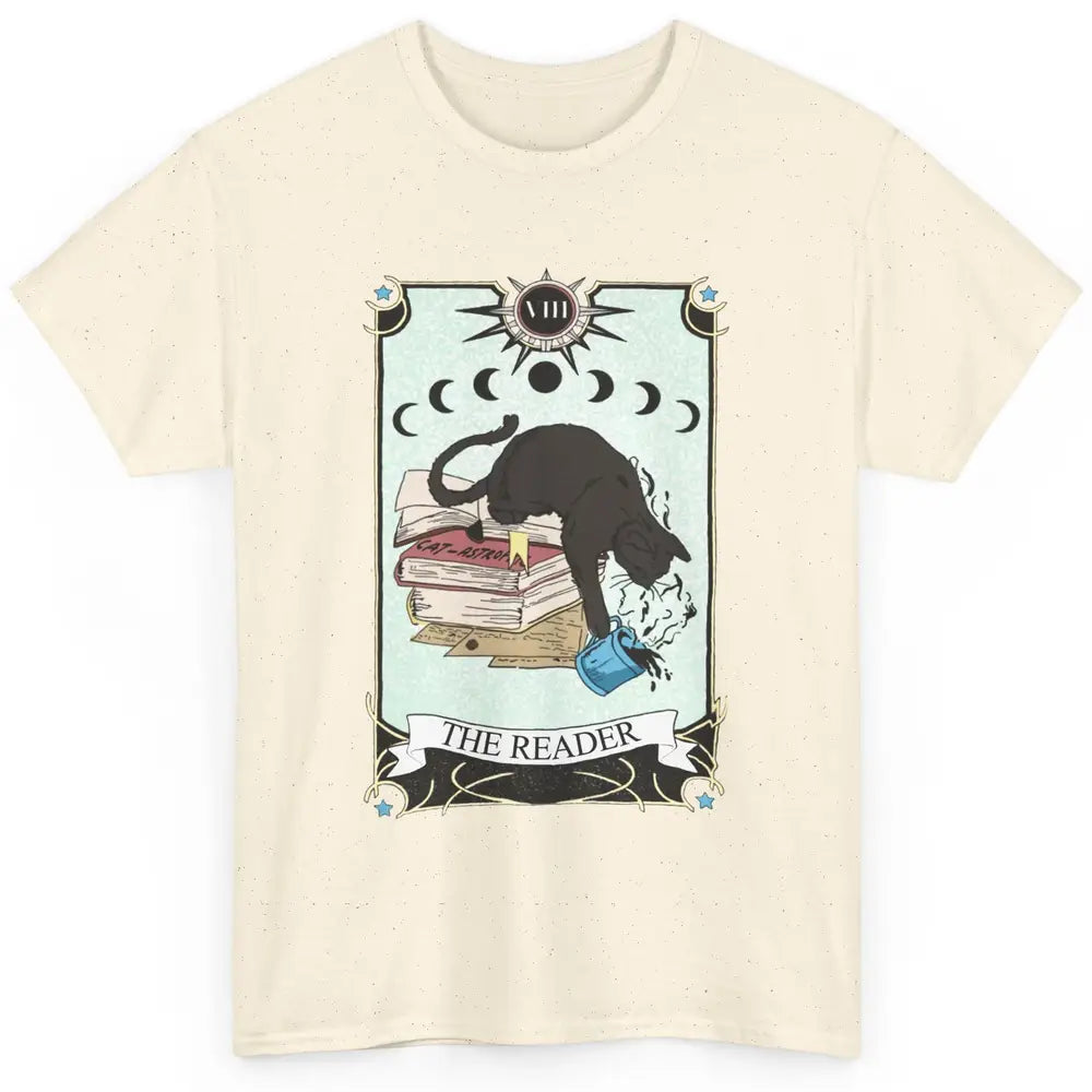 Witchy Black Cat The Reader Tarot Card Mystic Celestial Moon Classic Unisex T-Shirt