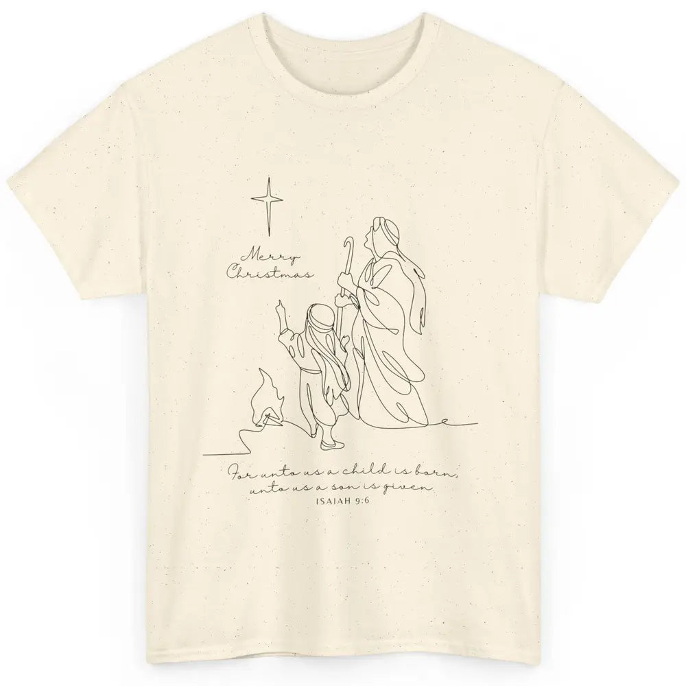 Merry Christmas Unto Us Child Is Born Christian Bible Verse Classic Unisex T-Shirt