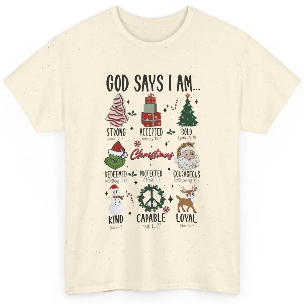 Retro Christmas God Says I Am Bible Verse Religious Boy Girl Classic Unisex T-Shirt