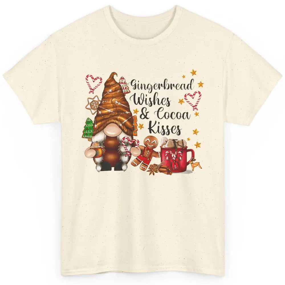 Retro Christmas Gnome Gingerbread Wishes and Cocoa Kisses Classic Unisex T-Shirt