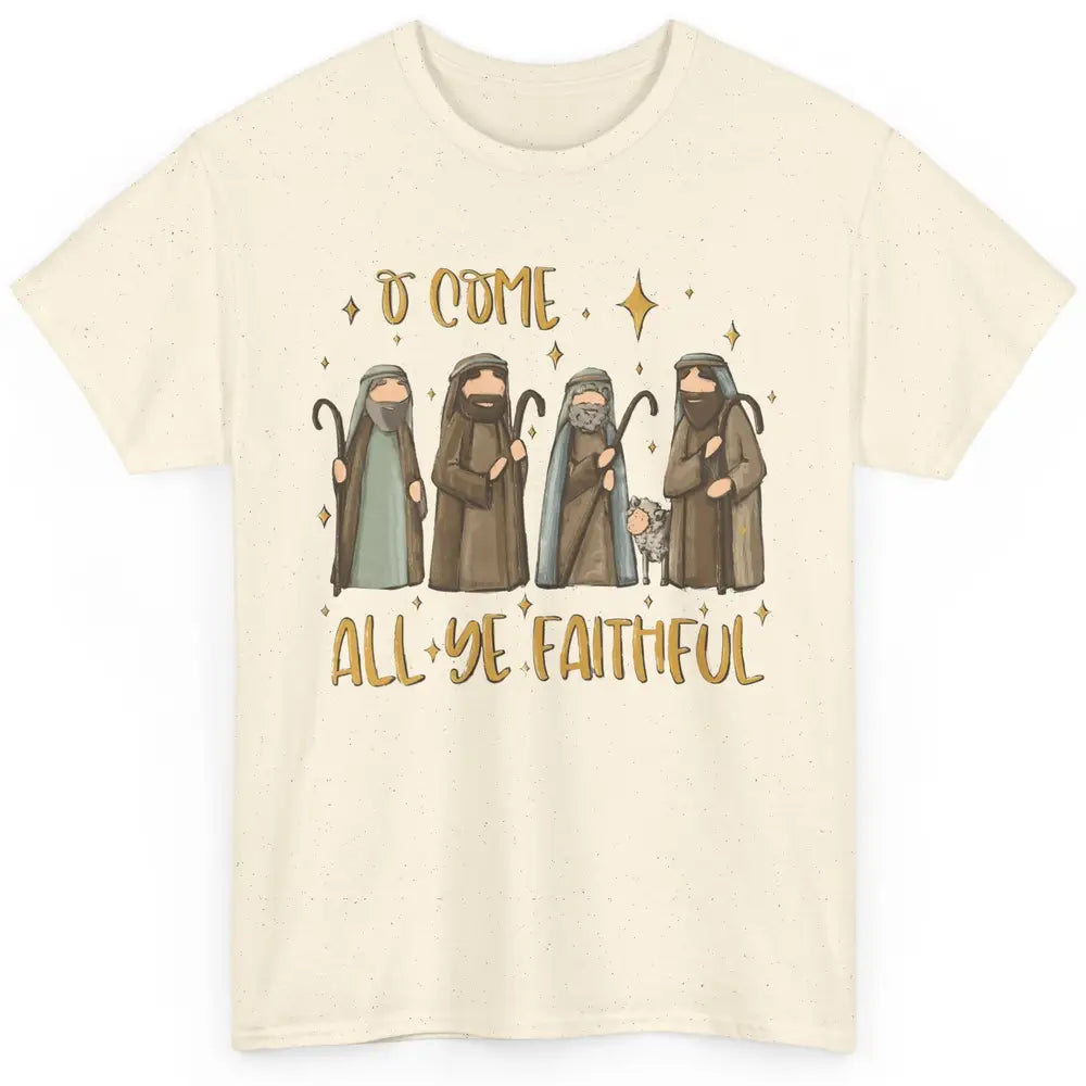 Retro Christmas O Come All Ye Faithful Christian Jesus Faith Classic Unisex T-Shirt