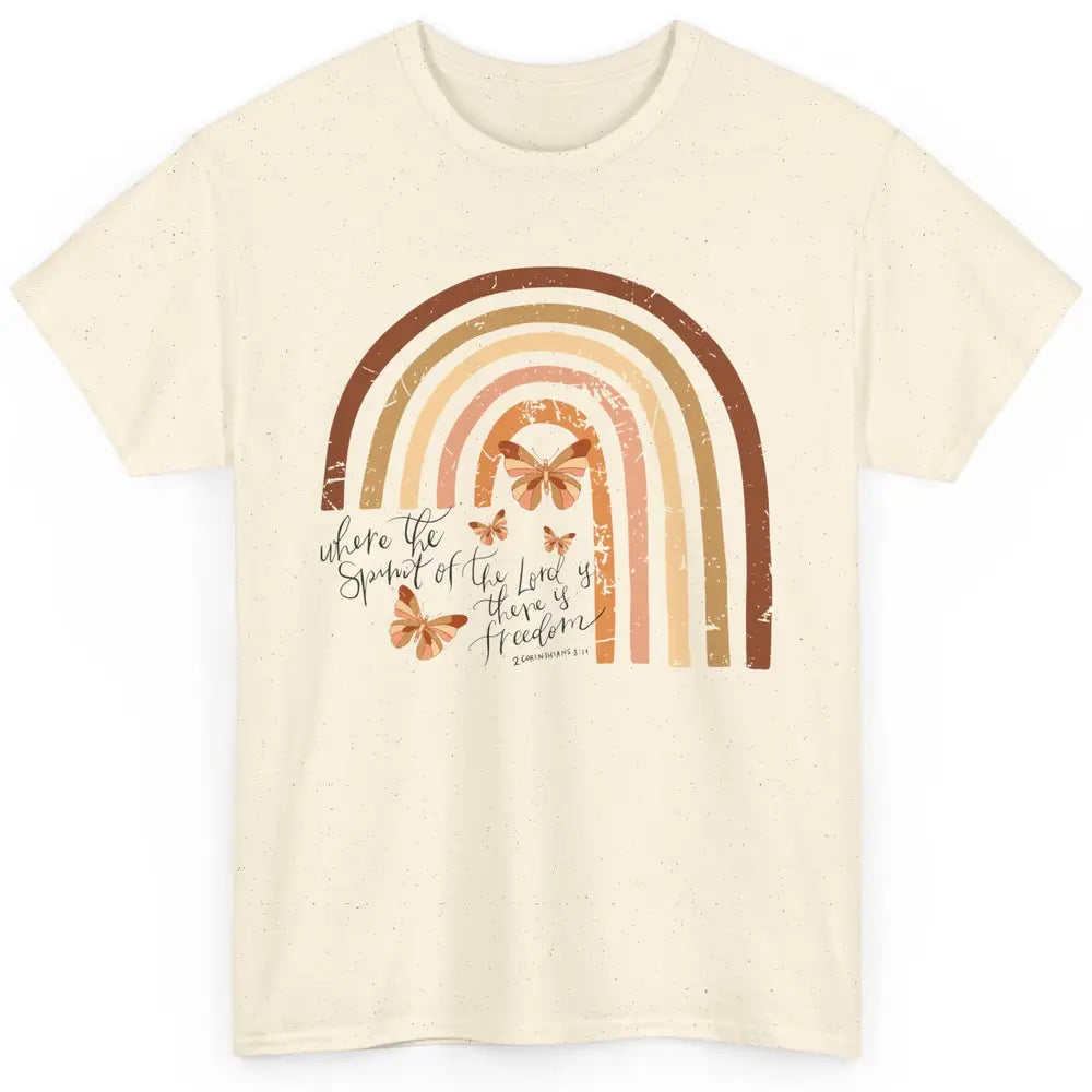 Retro Rainbow Christian Where Spirit Of The Lord Is Bible Classic Unisex T-Shirt