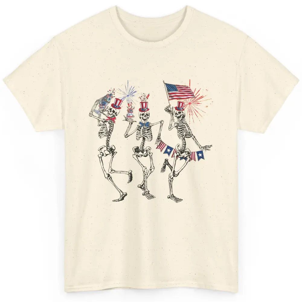 4th July Independence Day Dancing Skeletons America Flag Classic Unisex T-Shirt