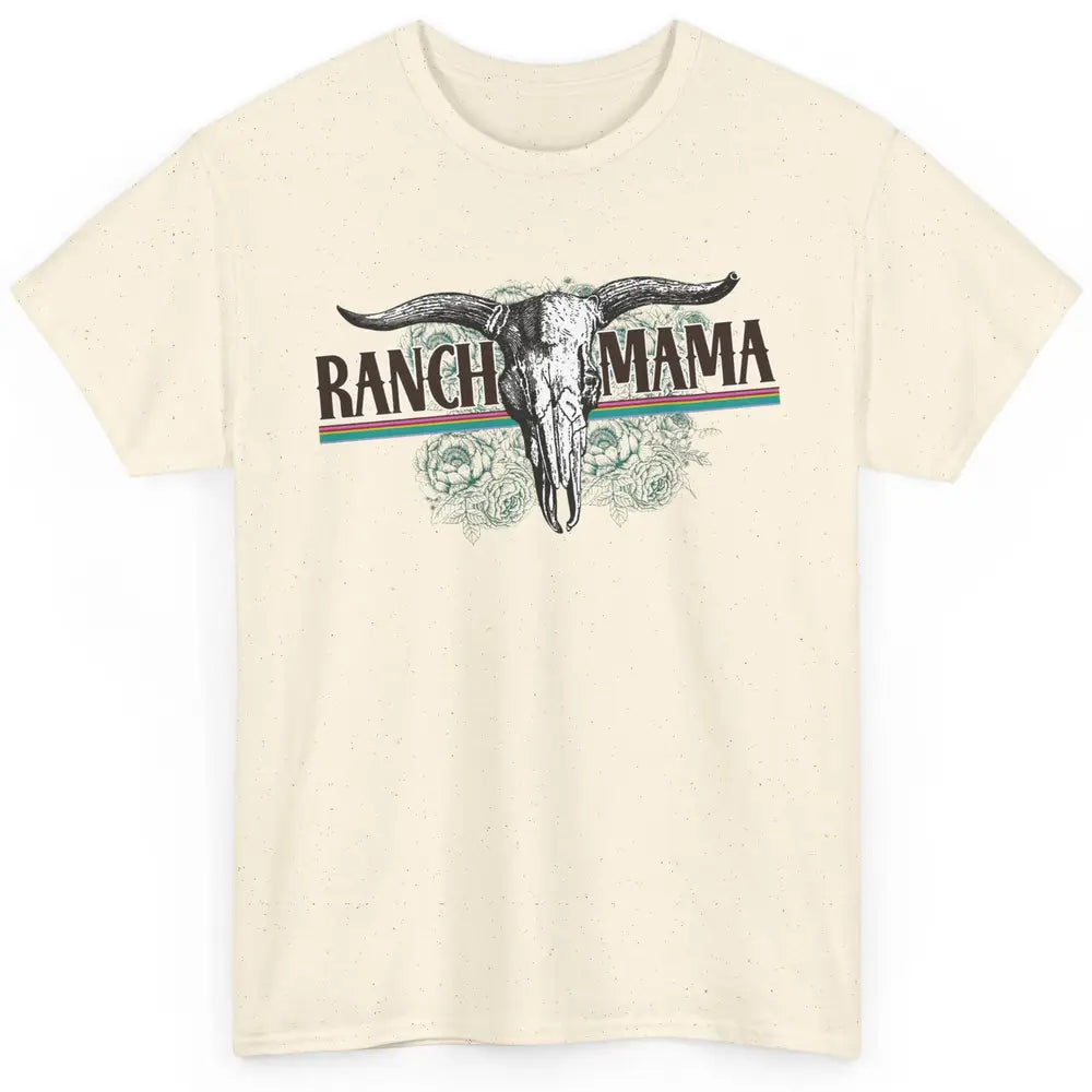 Retro Ranch Mama Highland Cow Skull Western Country Cowboy Classic Unisex T-Shirt