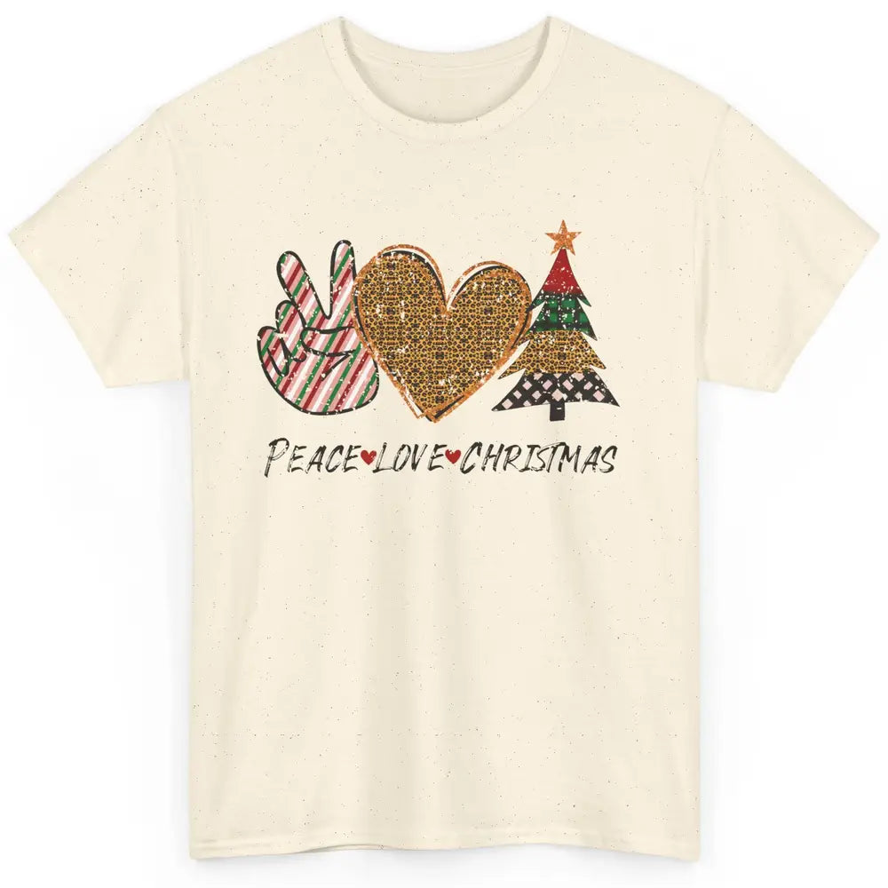 Peace Love Christmas Leopard Merry Christmas Vintage Retro Classic Unisex T-Shirt