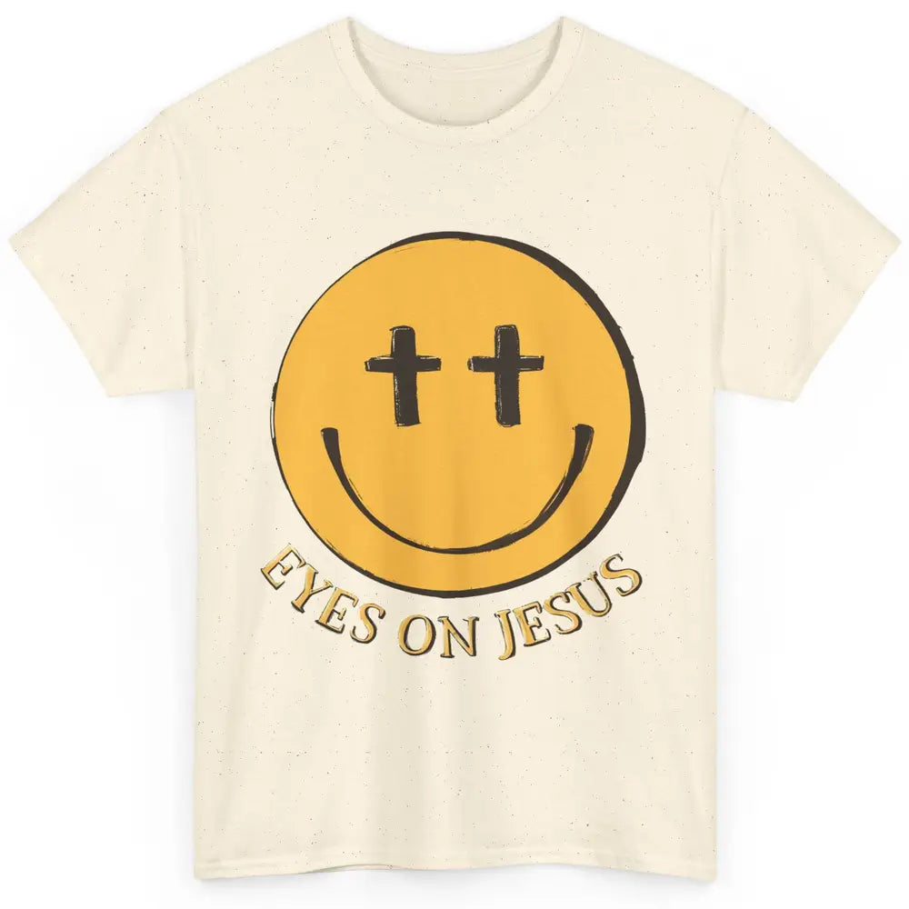 Retro Smiling Face Eyes On Jesus Christian Faith Religious Classic Unisex T-Shirt