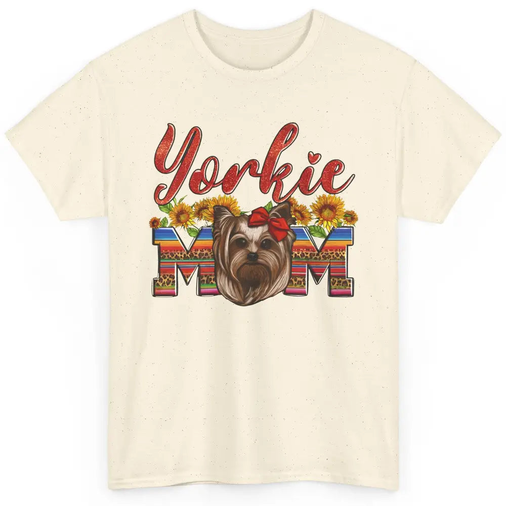 Yorkie Mom Sunflowers Leopard Yorkshire Terrier Dog Mom Gift Classic Unisex T-Shirt