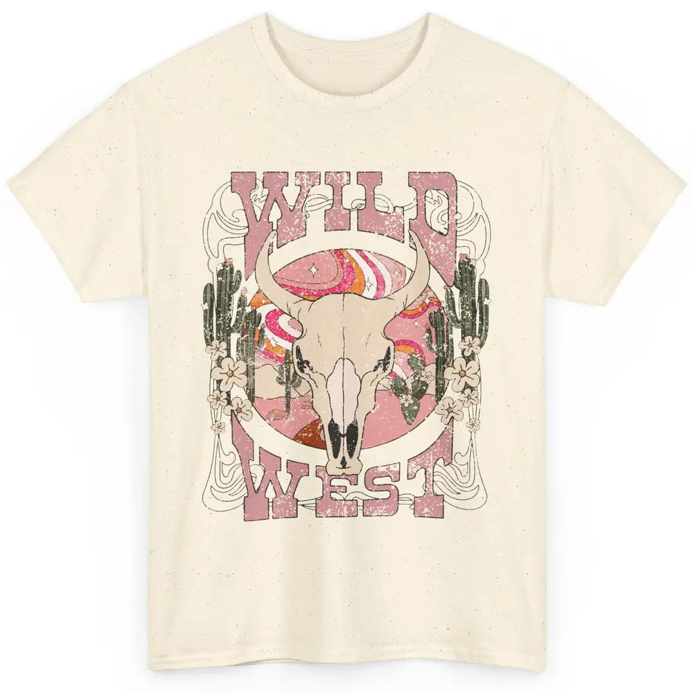 Retro Rainbow Desert Bull Skull Wild West Western Country Classic Unisex T-Shirt