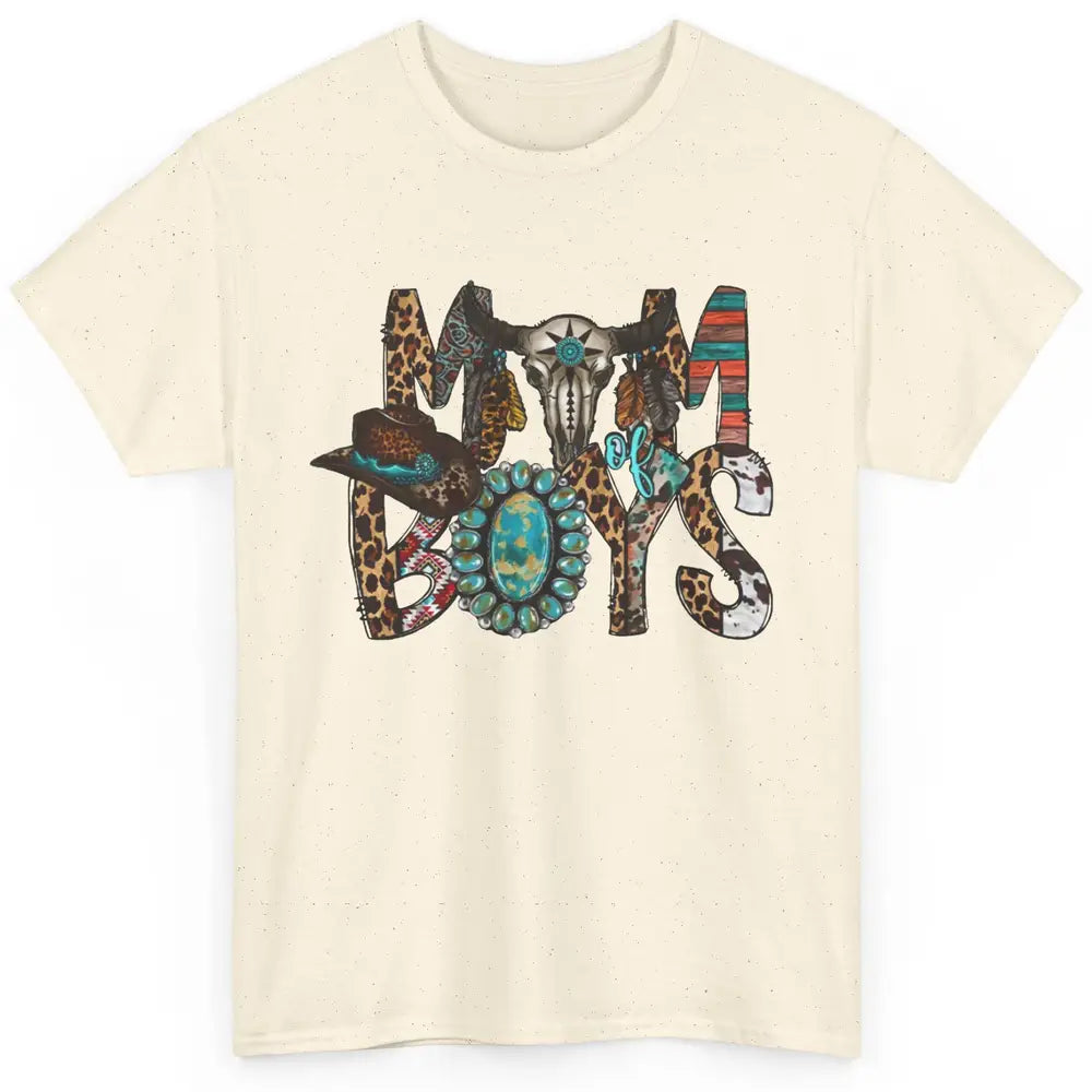 Western Mama Mom of Boys Bull Skull Leopard Mom Life Gift Classic Unisex T-Shirt