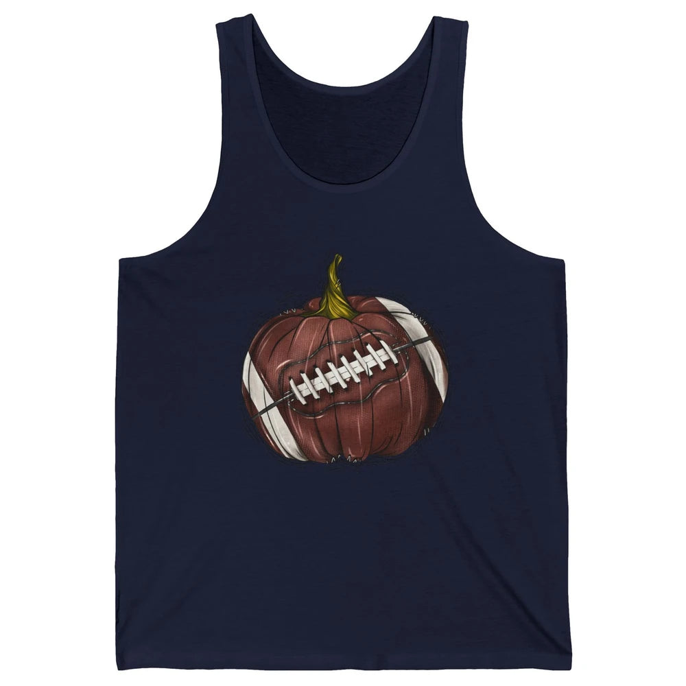 Football Pumpkin Tis The Season Fall Leaves Autumn Halloween Unisex Jersey Tank