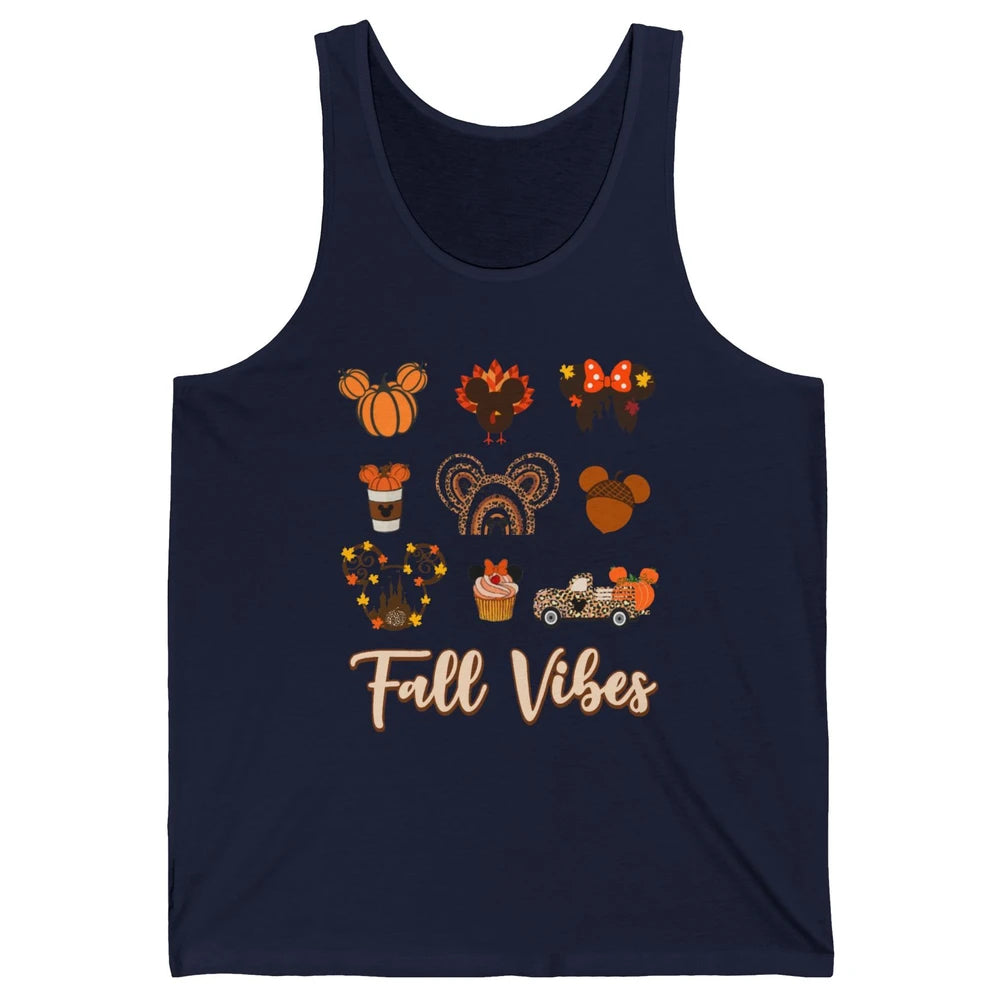 Retro Fall Vibes Pumpkin Turkey Halloween Fall Thanksgiving Unisex Jersey Tank