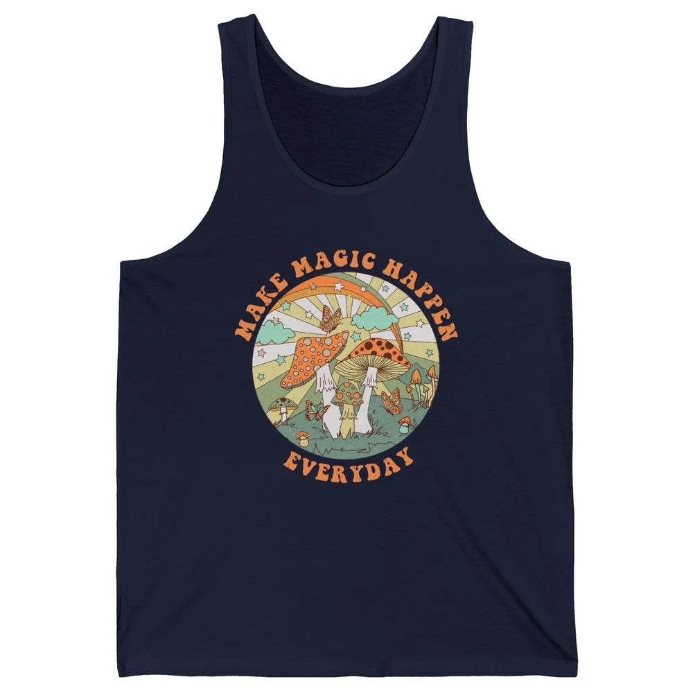 Retro Groovy Make Magic Happen Mushroom Hippie Botanical Unisex Jersey Tank