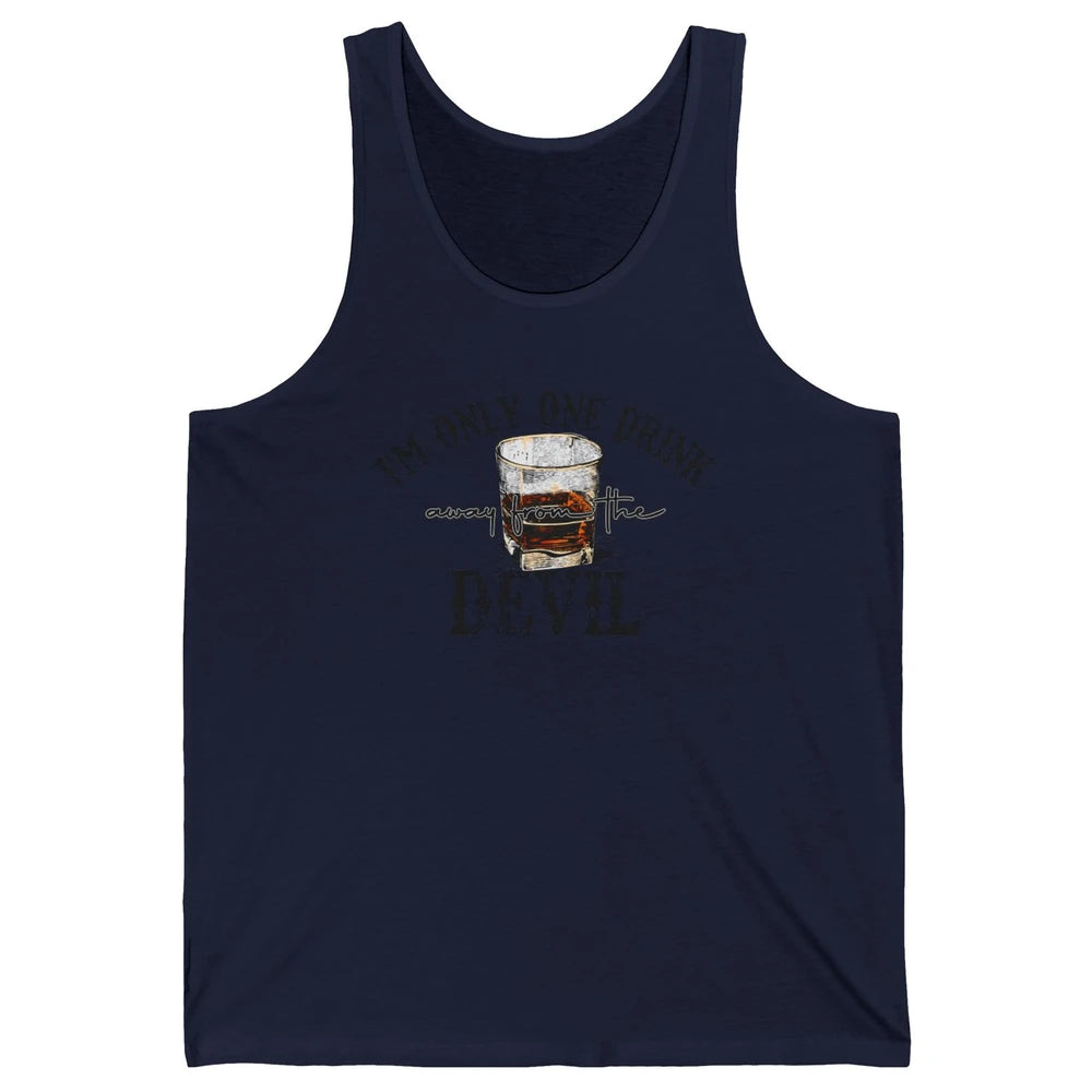 Retro Whiskey I'm Only One Drink Away From The Devil Western Unisex Jersey Tank