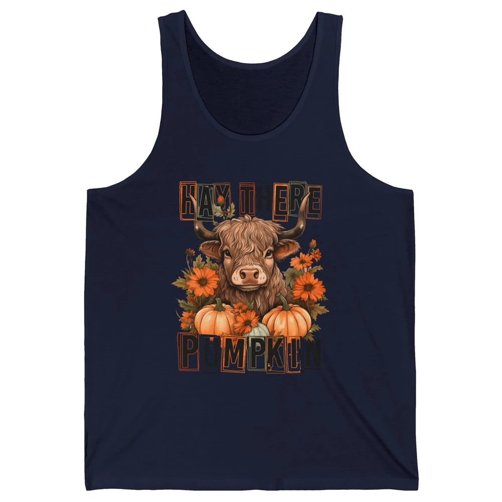 Hay Fall Highland Cow Pumpkin Western Country Farm Autumn Unisex Jersey Tank
