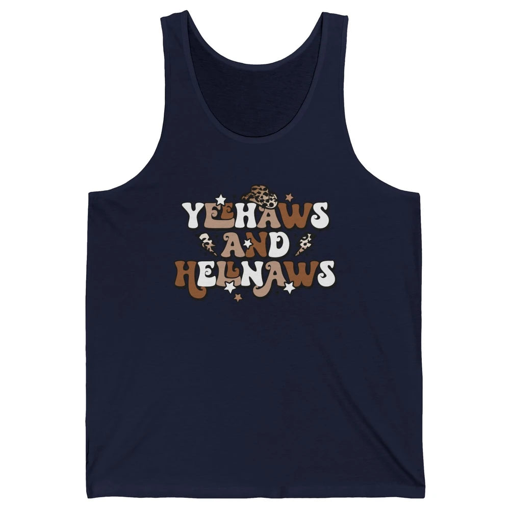 Leopard Yeehaws & Hellnaw Western Country Cowgirl Cowboy Hat Unisex Jersey Tank