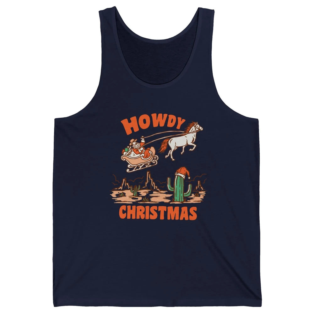 Desert Santa Riding Horse Howdy Christmas Western Country Unisex Jersey Tank