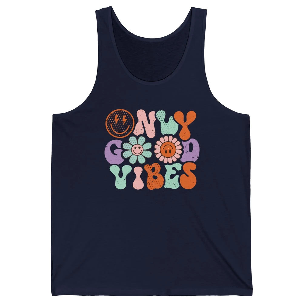 Retro Good Vibes Only Daisy Sunflower Positive Mind And Life Unisex Jersey Tank