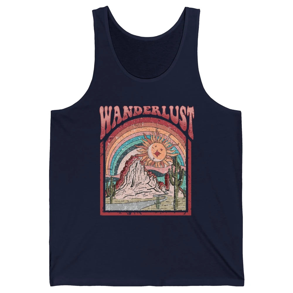 Retro Wanderlust Desert Cactus Wander Boho Adventure Western Unisex Jersey Tank